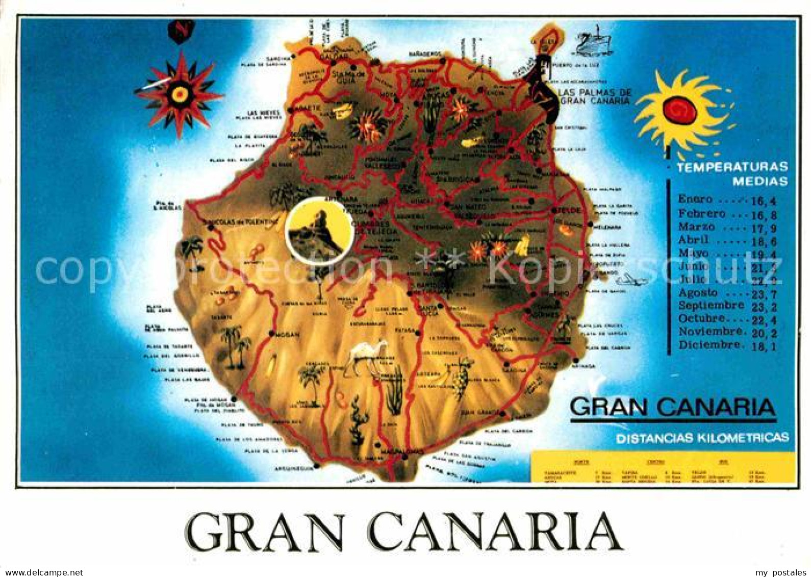 72754444 Gran Canaria Inselkarte Spanien - Andere & Zonder Classificatie