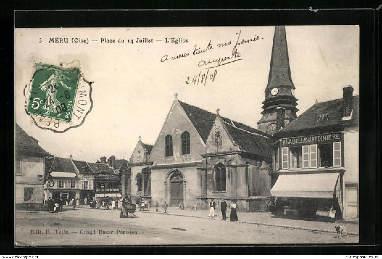 CPA Méru, Place Du 14 Juillet, L`Eglise  - Sonstige & Ohne Zuordnung