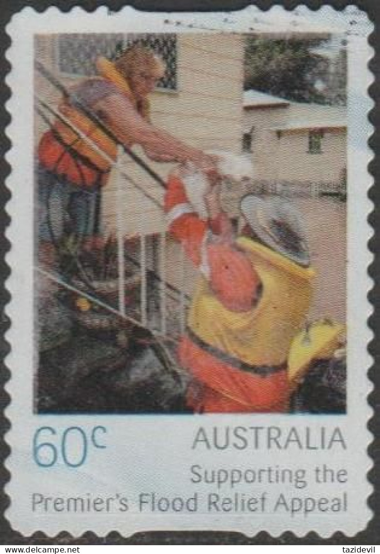 AUSTRALIA - DIE-CUT-USED 2011 60c Queensland Premier's Flood Relief Fund - Evacuation - Used Stamps