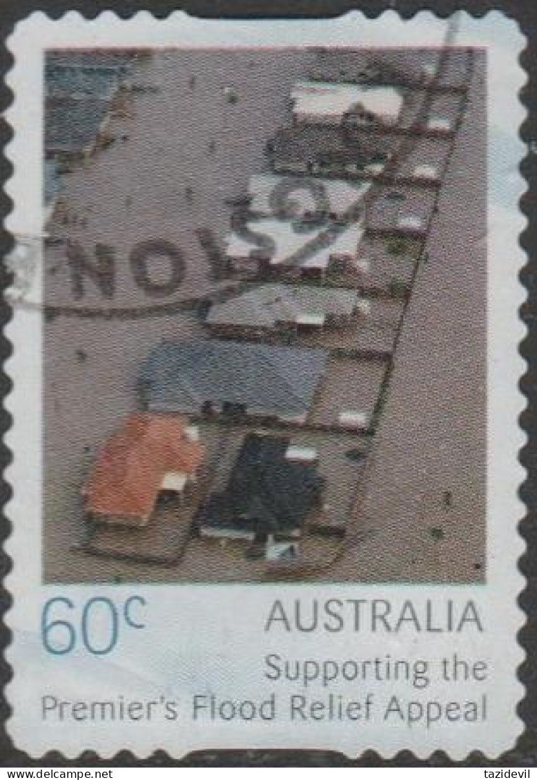 AUSTRALIA - DIE-CUT-USED 2011 60c Queensland Premier's Flood Relief Fund - Flooded Street - Oblitérés