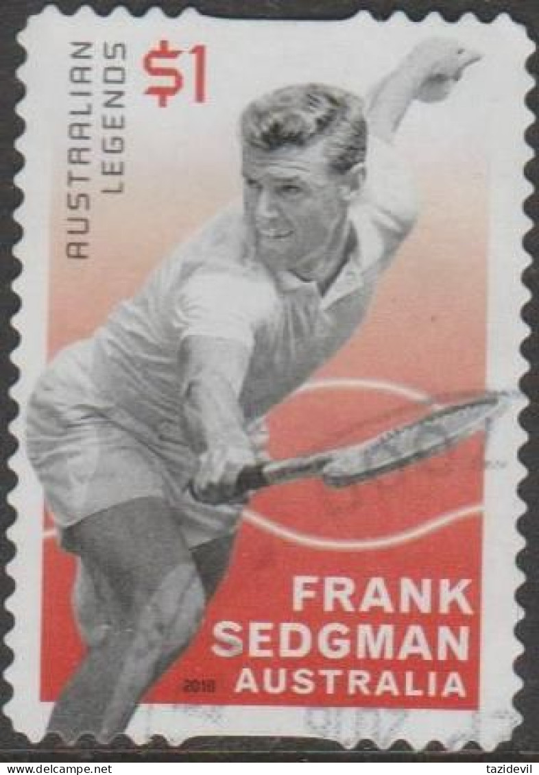 AUSTRALIA - DIE-CUT-USED 2016 $1.00 Legends Of Tennis - Frank Sedgman - Gebruikt