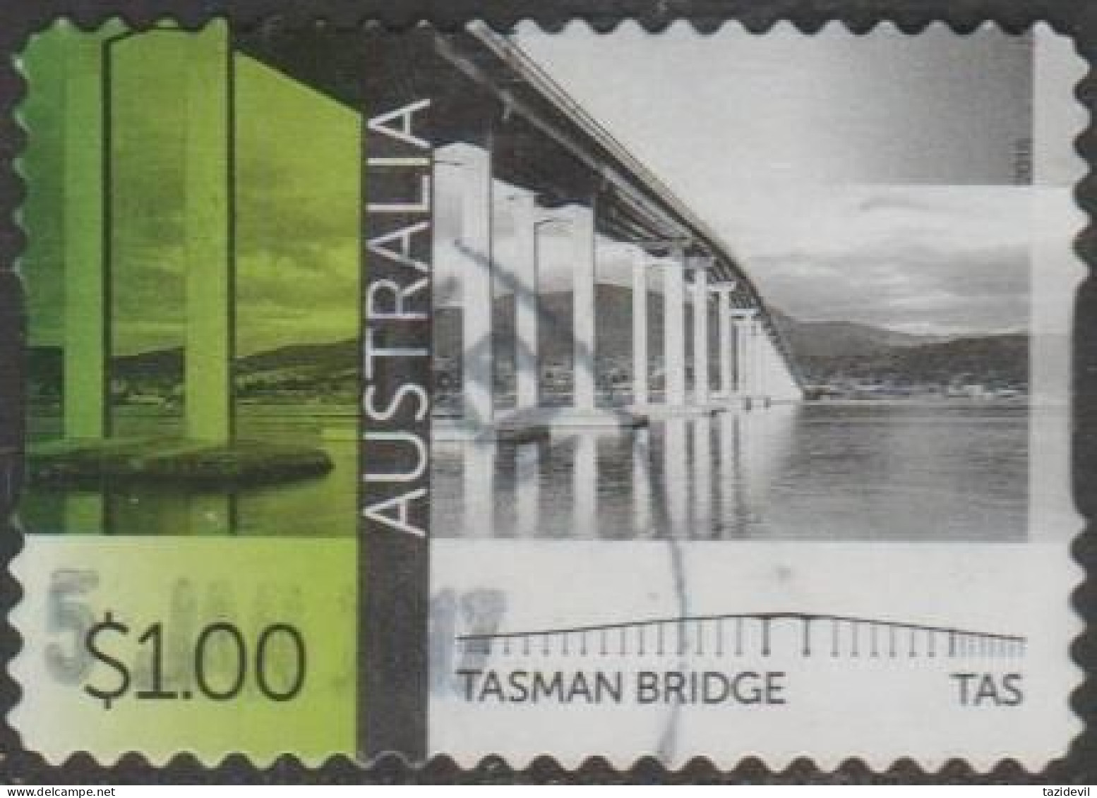 AUSTRALIA - DIE-CUT-USED 2016 $1.00 Australian Bridges - Tasman Bridge, Hobart, Tasmania - Gebraucht