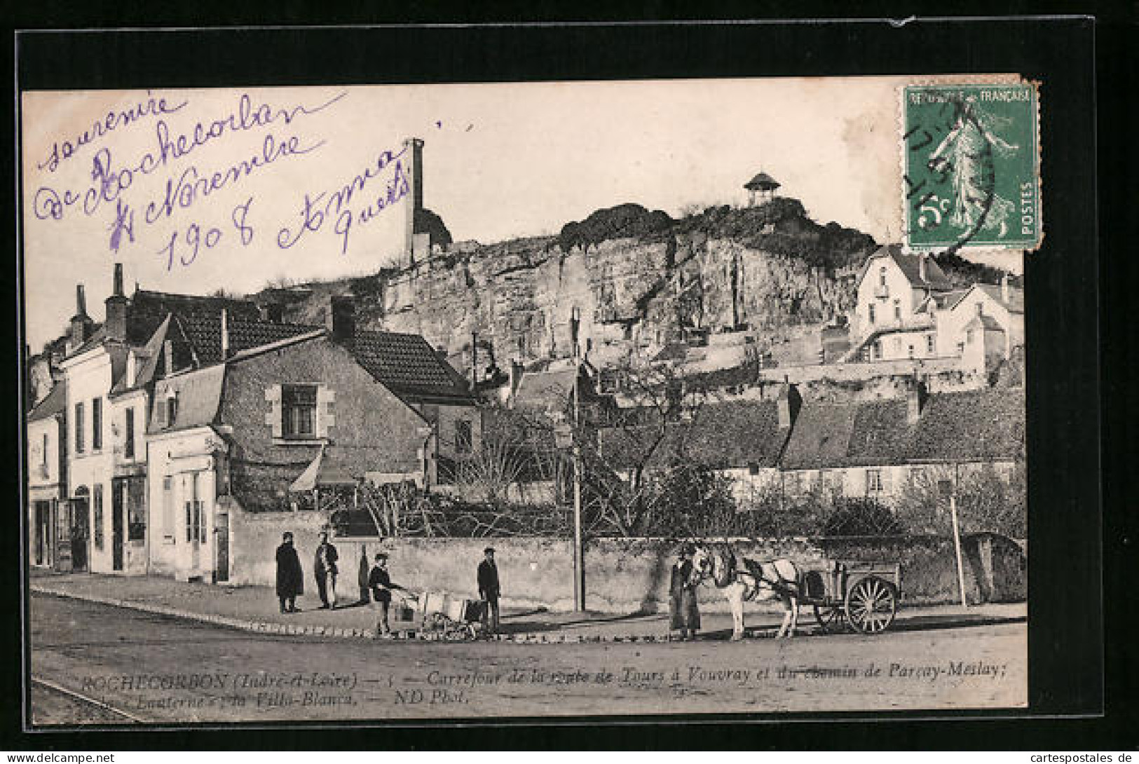 CPA Rochecorbon, Carrefour De La Route De Tours A Vouvray Et Du Chemin De Parcay-Meslay  - Vouvray