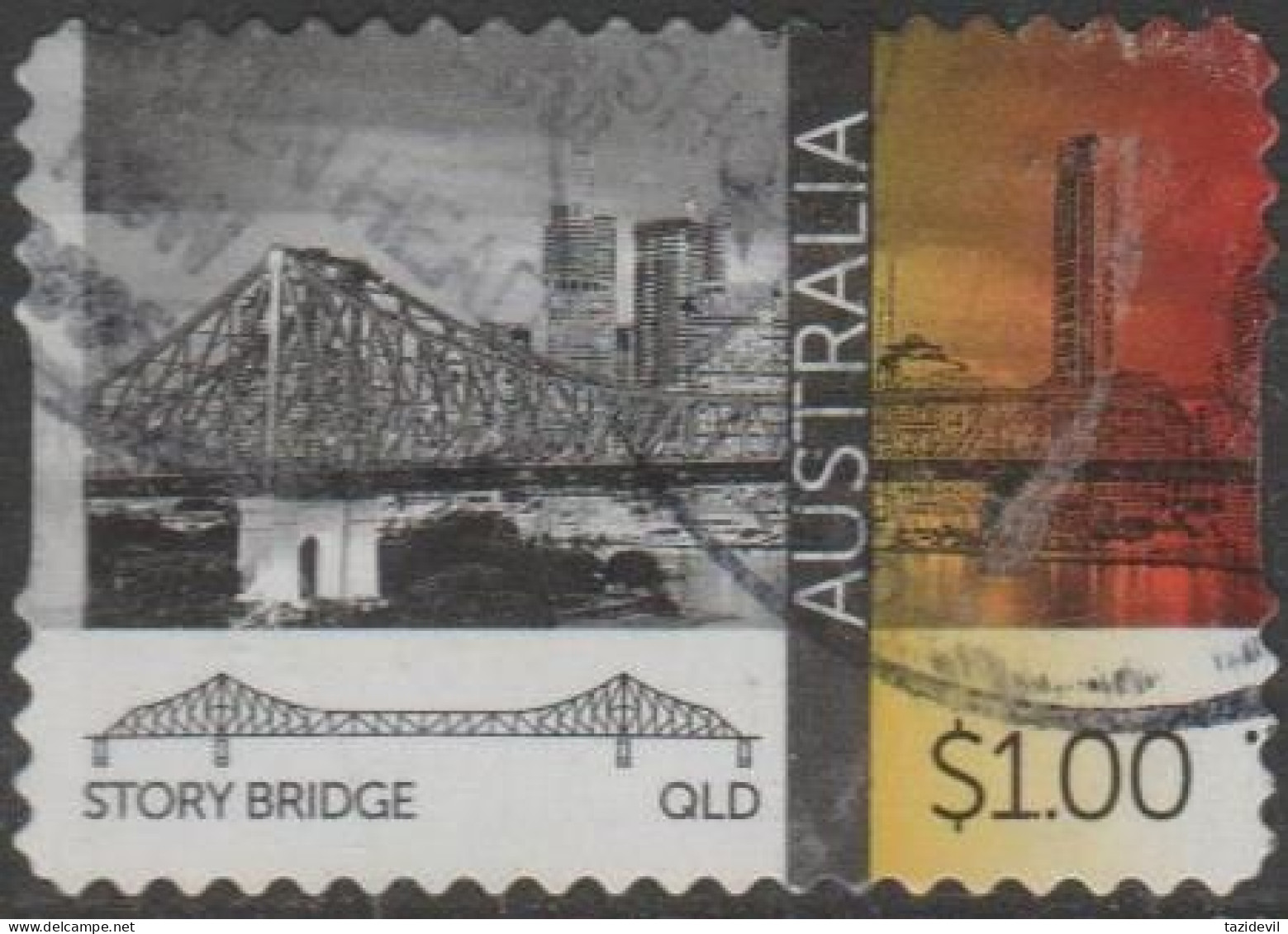 AUSTRALIA - DIE-CUT-USED 2016 $1.00 Australian Bridges - Story Bridge, Brisbane, Queensland - Gebruikt