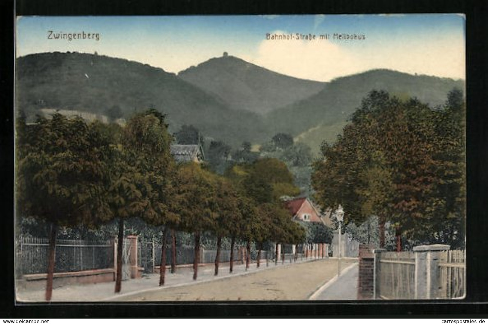 AK Zwingenberg, In Der Bahnhofstrasse Mit Melibokus  - Autres & Non Classés