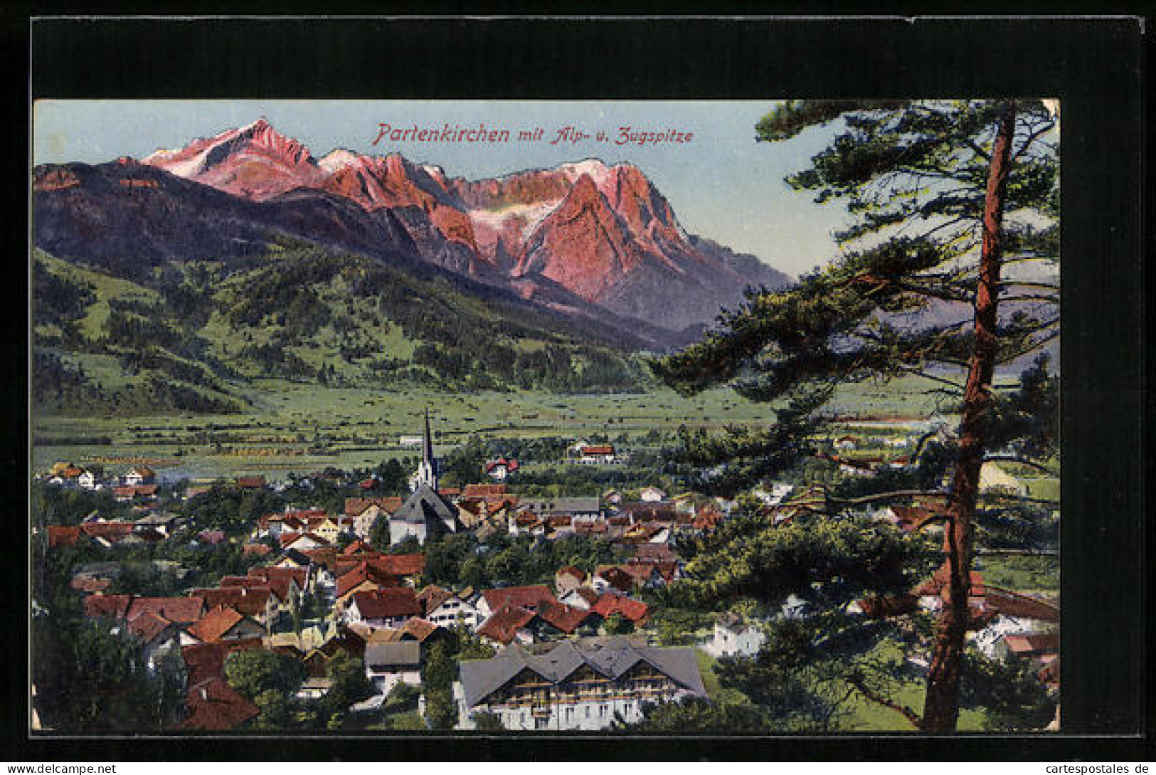 AK Partenkirchen, Gesamtansicht Mit Alp- Und Zugspitze  - Zugspitze