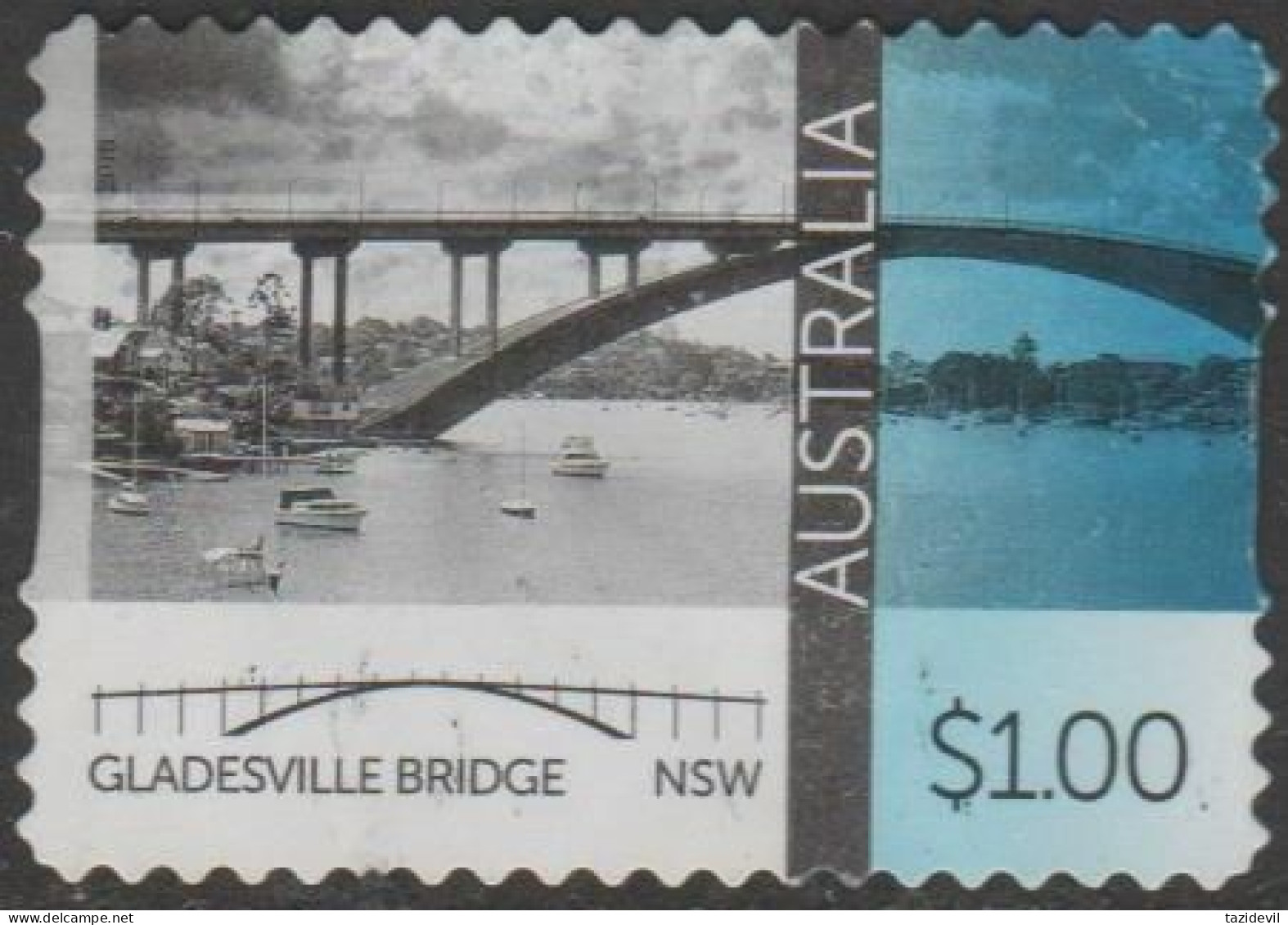 AUSTRALIA - DIE-CUT-USED 2016 $1.00 Australian Bridges - Gladesville Bridge, New South Wales - Gebruikt