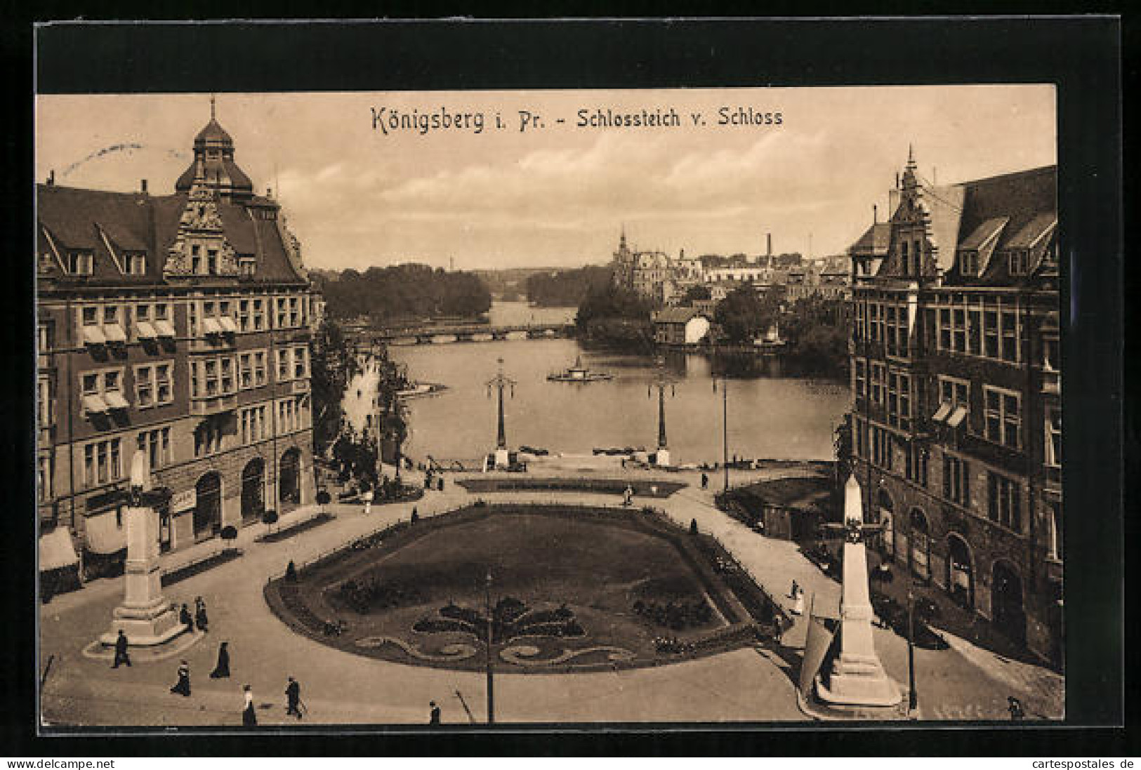 AK Königsberg I. Pr., Blick Vom Schloss Auf Den Schlossteich Und Den Vorplatz  - Ostpreussen