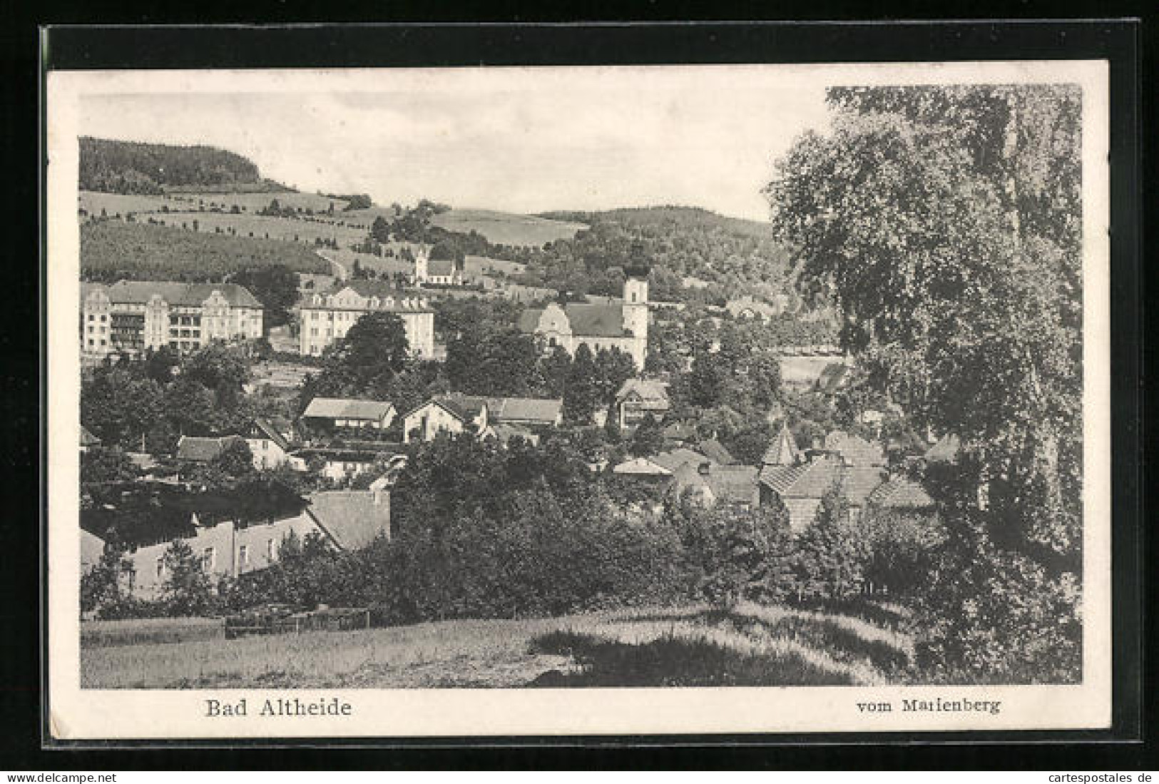 AK Bad Altheide, Ortsansicht Mit Der Kirche Vom Marienberg Aus  - Schlesien