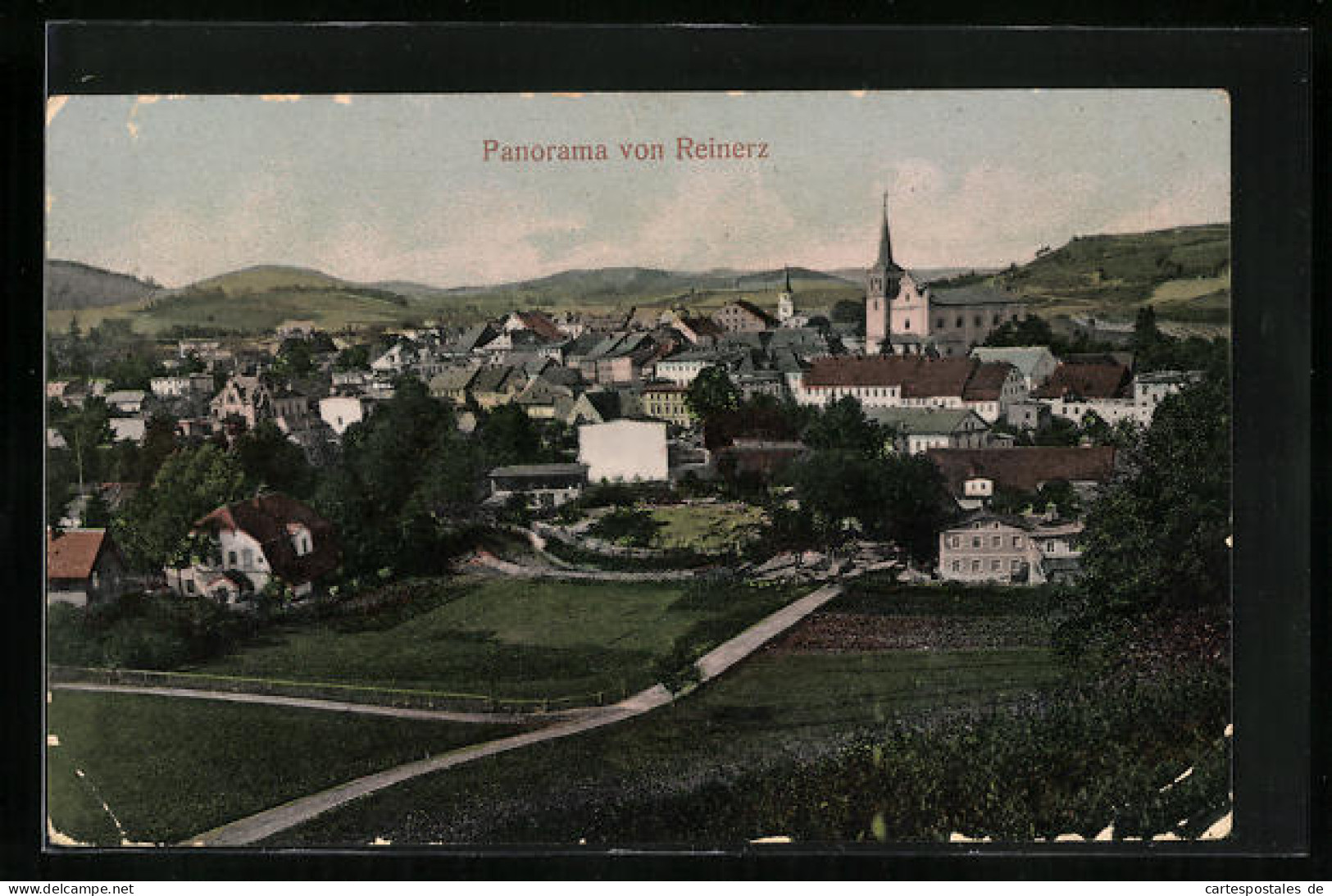 AK Bad Reinerz, Panoramaansicht Der Stadt Mit Der Kirche  - Schlesien