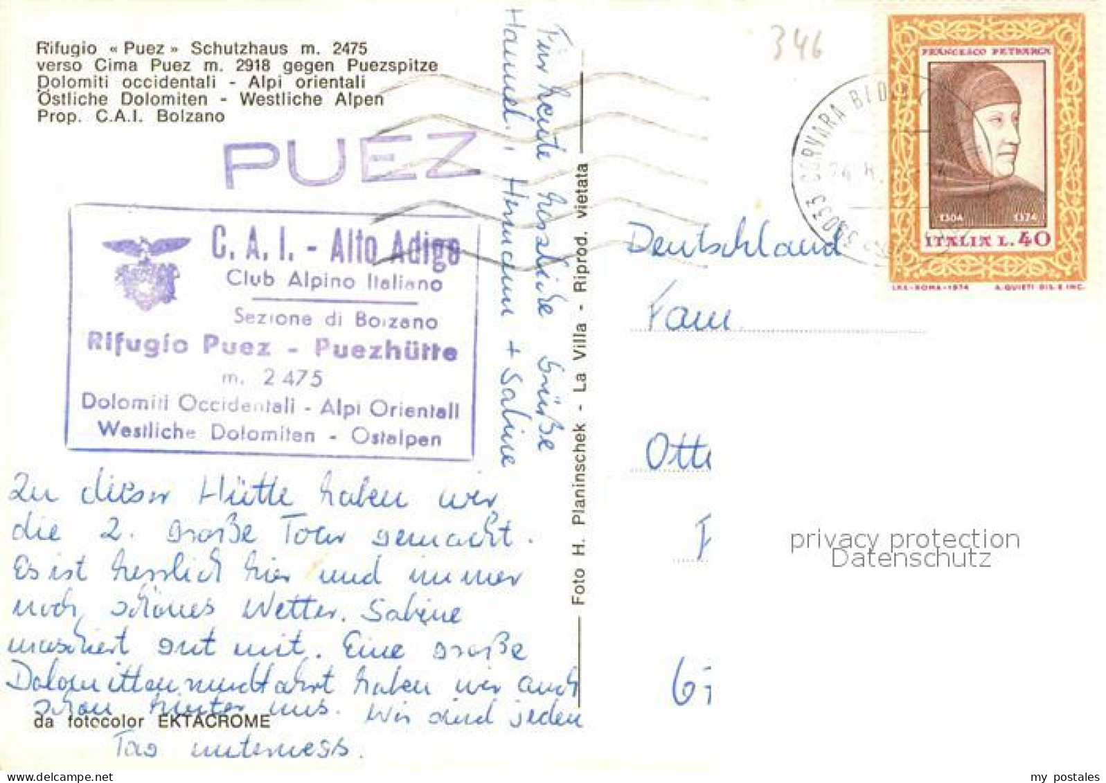 72751348 Bolzano Rifugio Puez Schutzhaus Bolzano - Other & Unclassified