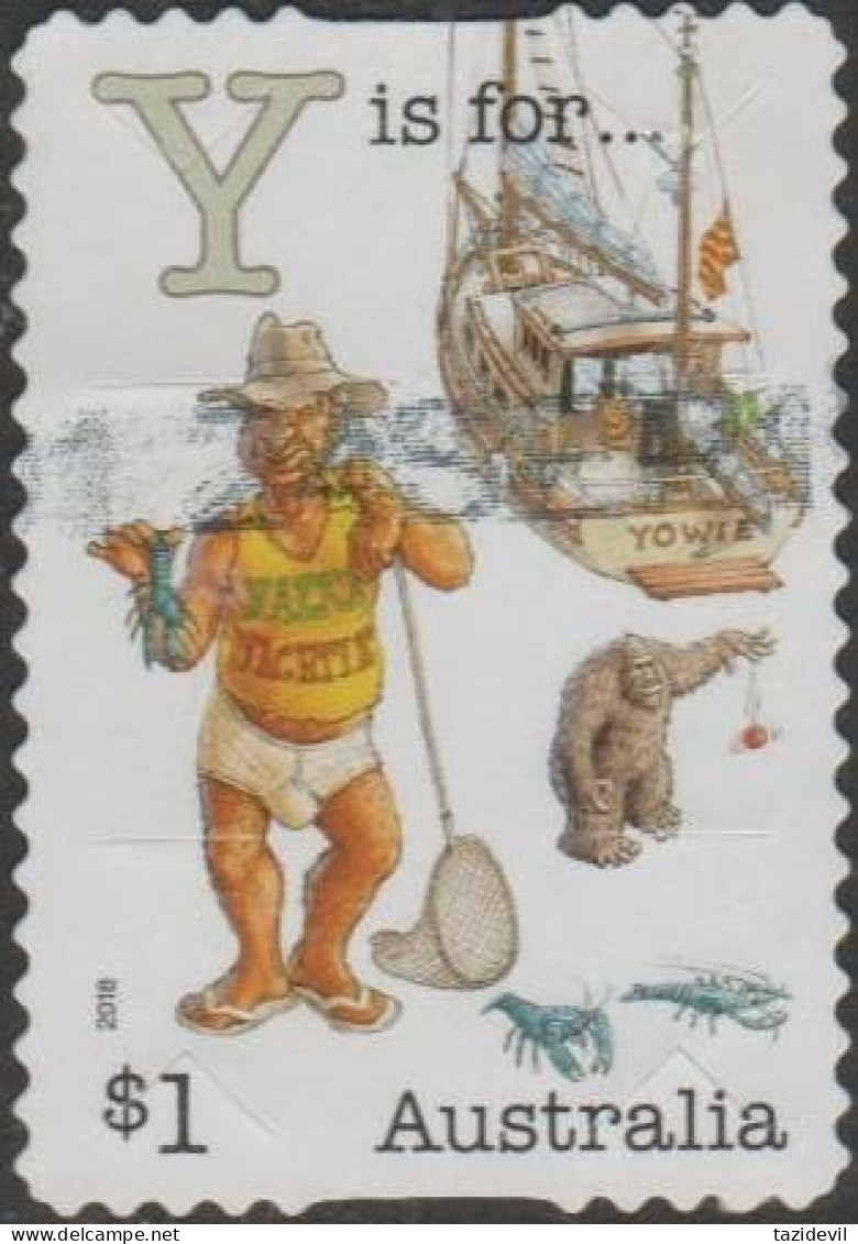 AUSTRALIA - DIE-CUT-USED 2018 $1.00 Fair Dinkum Aussie Alphabet - "Y" Is For Yabby, Yacht - Usati