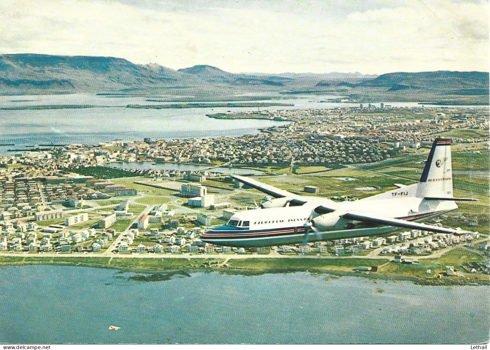 Ref ( 20695  )   Fokker Friendship Aircraft Over Reykjavik - Iceland