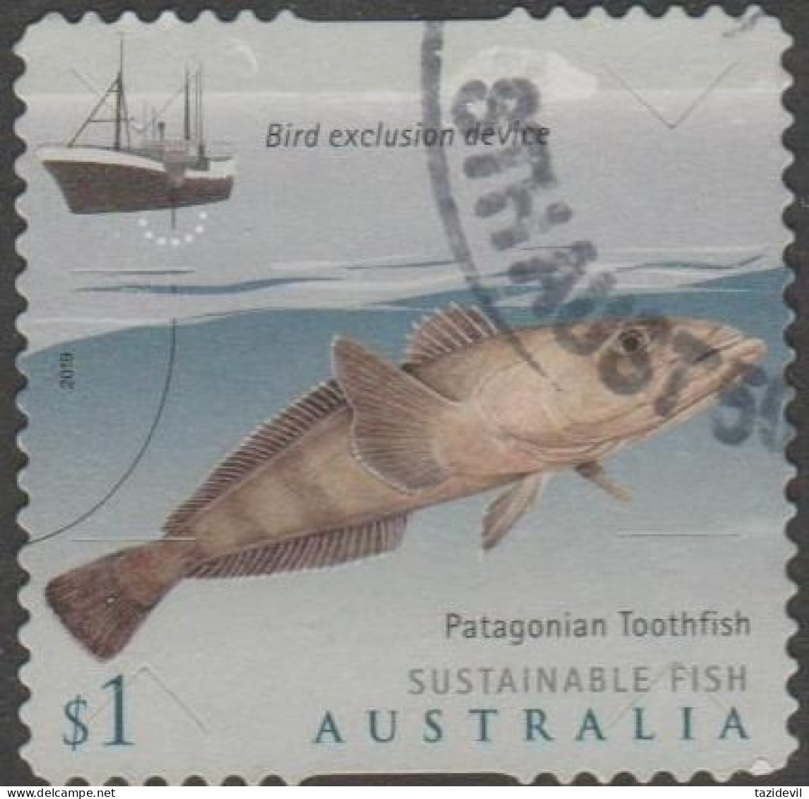 AUSTRALIA - DIE-CUT-USED 2019 $1.00 Sustainable Fish - Patagonian Toothfish - Gebraucht