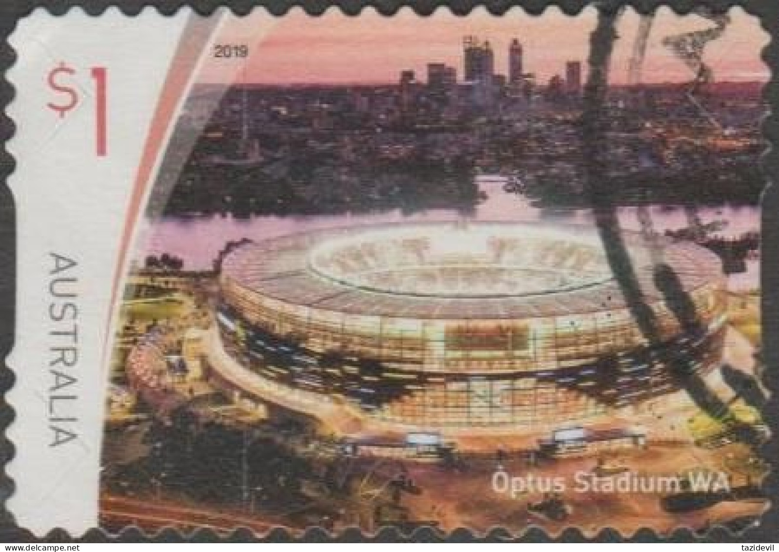 AUSTRALIA - DIE-CUT-USED 2019 $1.00 Sports Stadiums - Optus Stadium, Western Australia - Used Stamps