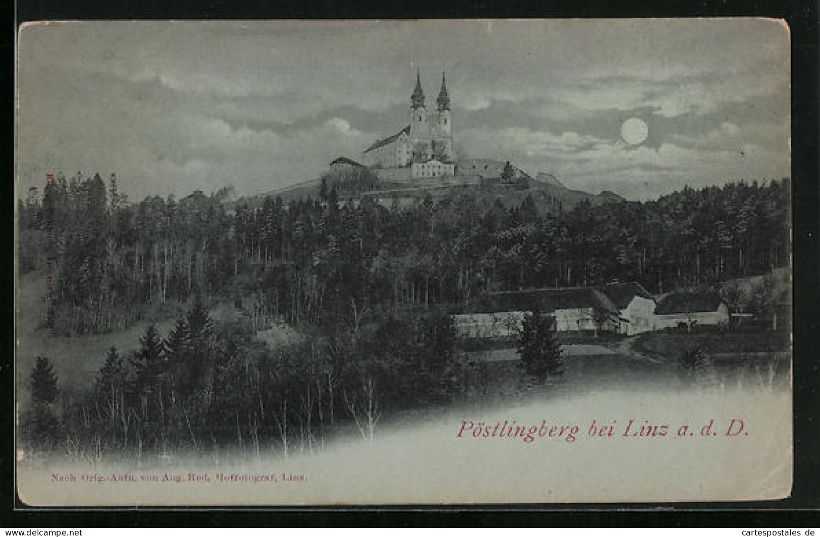 Mondschein-AK Linz A. D. Donau, Blick Auf Den Pöstlingberg  - Andere & Zonder Classificatie