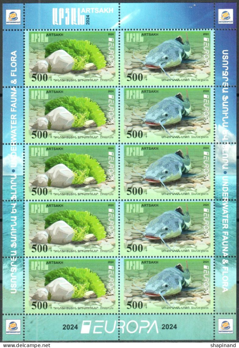 Artsakh 2024 "Europa" Underwater Flora And Fauna.sheetlet Quality:100% - Arménie