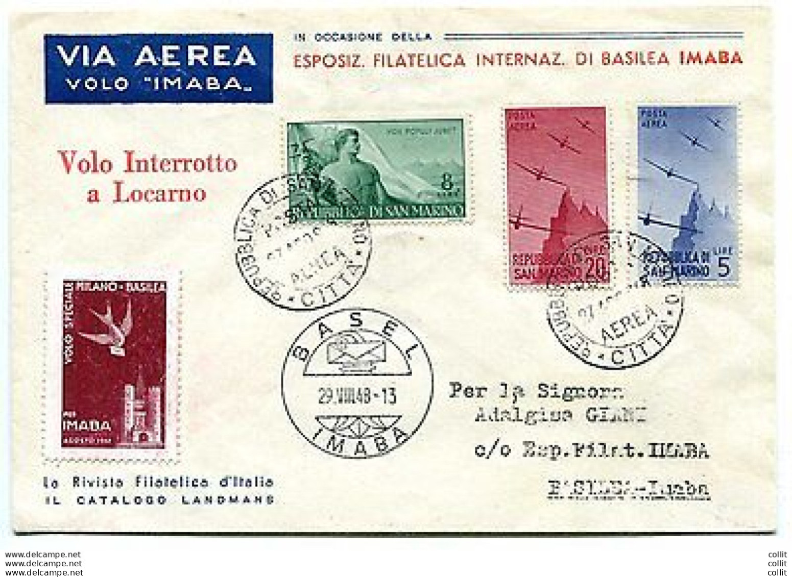 Volo IMABA Milano/Basilea Del 29.8.48 - Ungebraucht