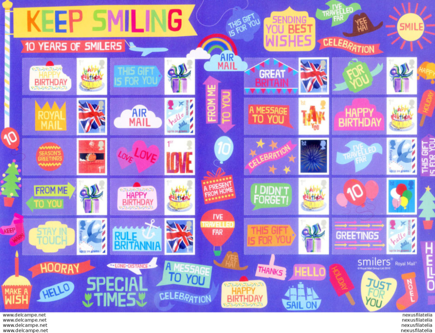 "Keep Smiling" 2010. - Blocks & Miniature Sheets