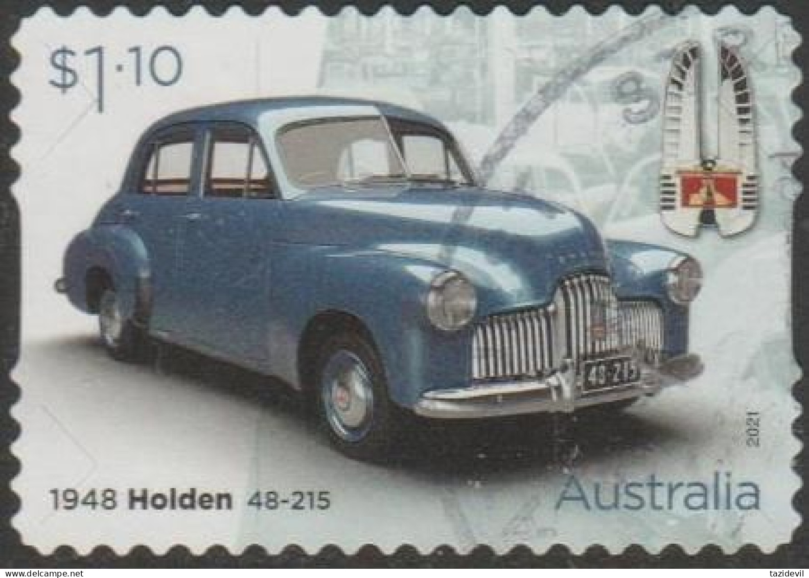 AUSTRALIA - DIE-CUT-USED 2021 $1.10 Holden Australian Icon - 1948 Holden 48-215 - Motor Vehicle - Oblitérés