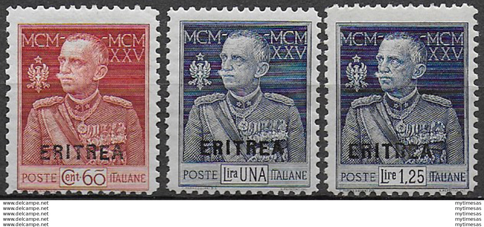 1925-26 Eritrea Giubileo Perforated 11 MNH Sassone N. 96/98 - Sonstige & Ohne Zuordnung