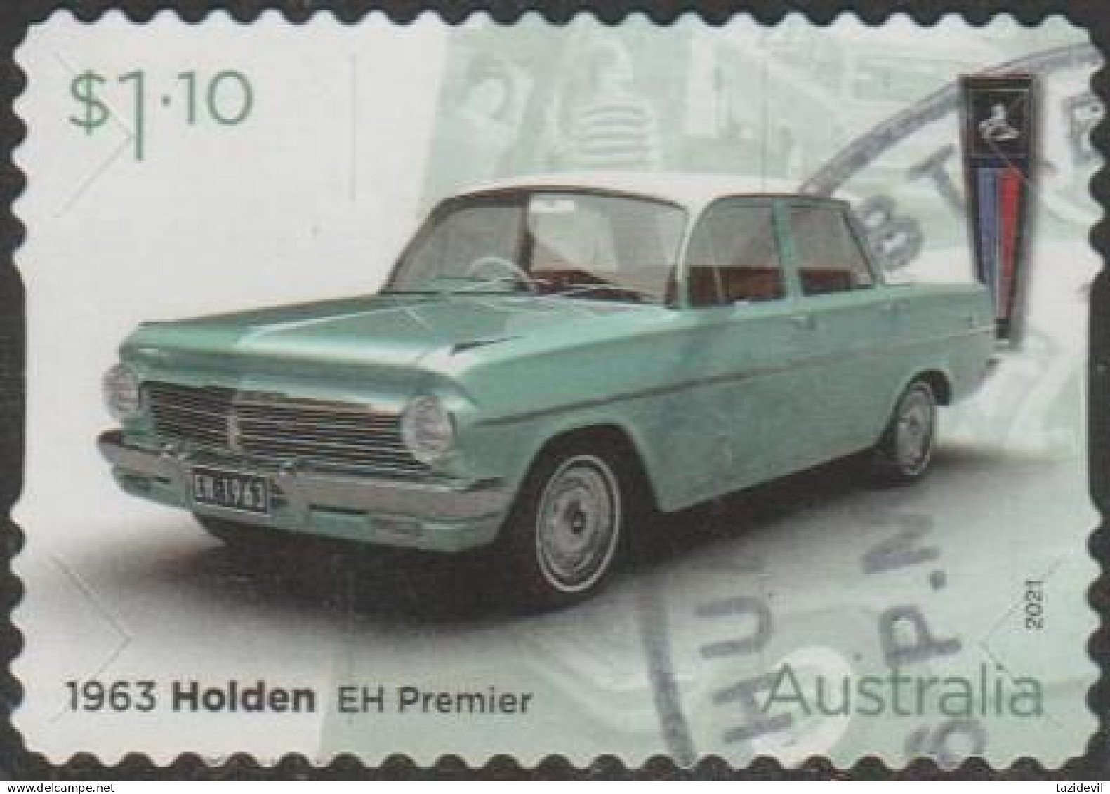 AUSTRALIA - DIE-CUT-USED 2021 $1.10 Holden Australian Icon - 1963 Holden EH Premier - Motor Vehicle - Used Stamps