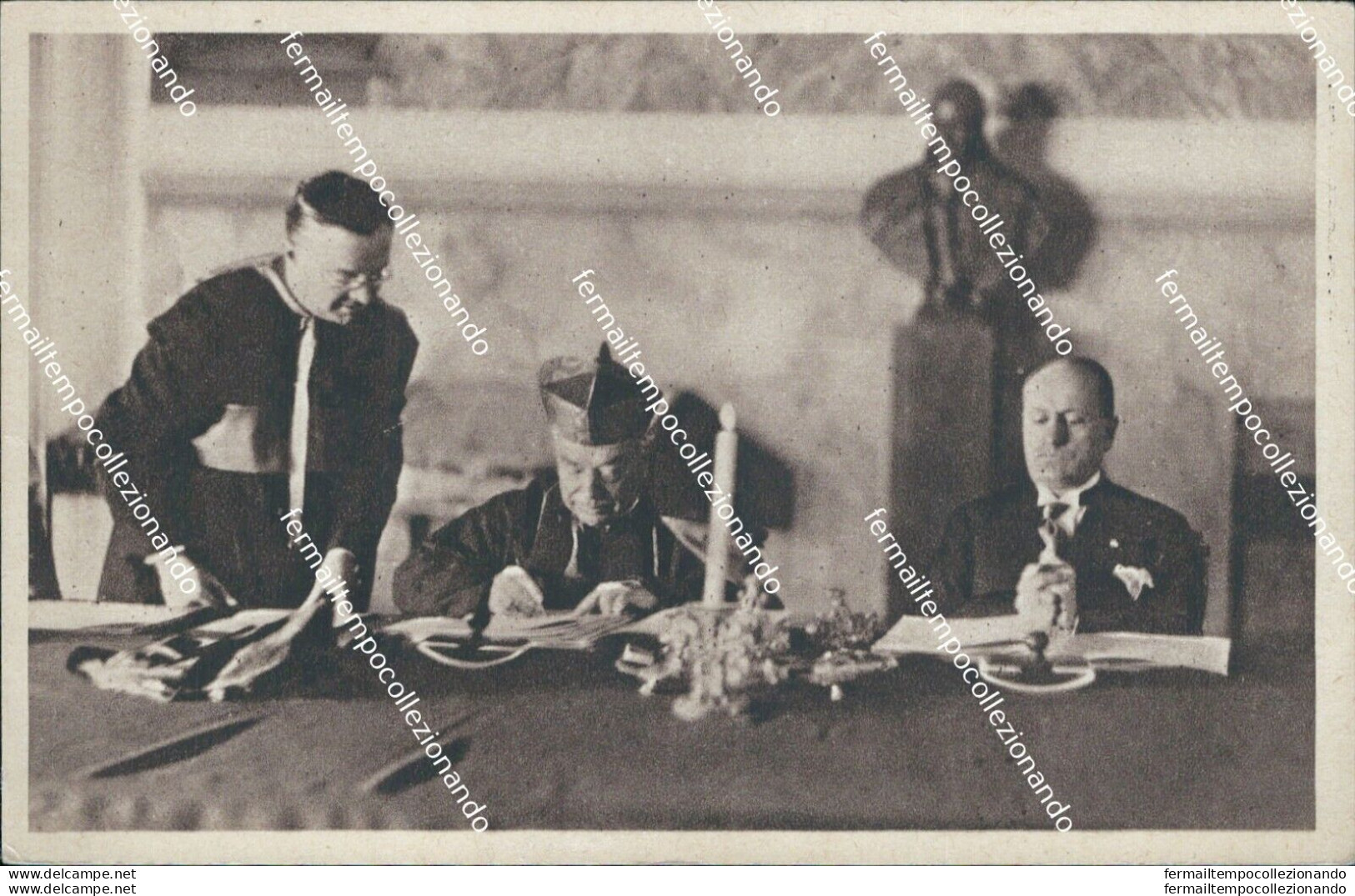 Bz586 Cartolina Roma Conciliazione Italia Vaticano Firma Del Trattato Mussolini - Other & Unclassified