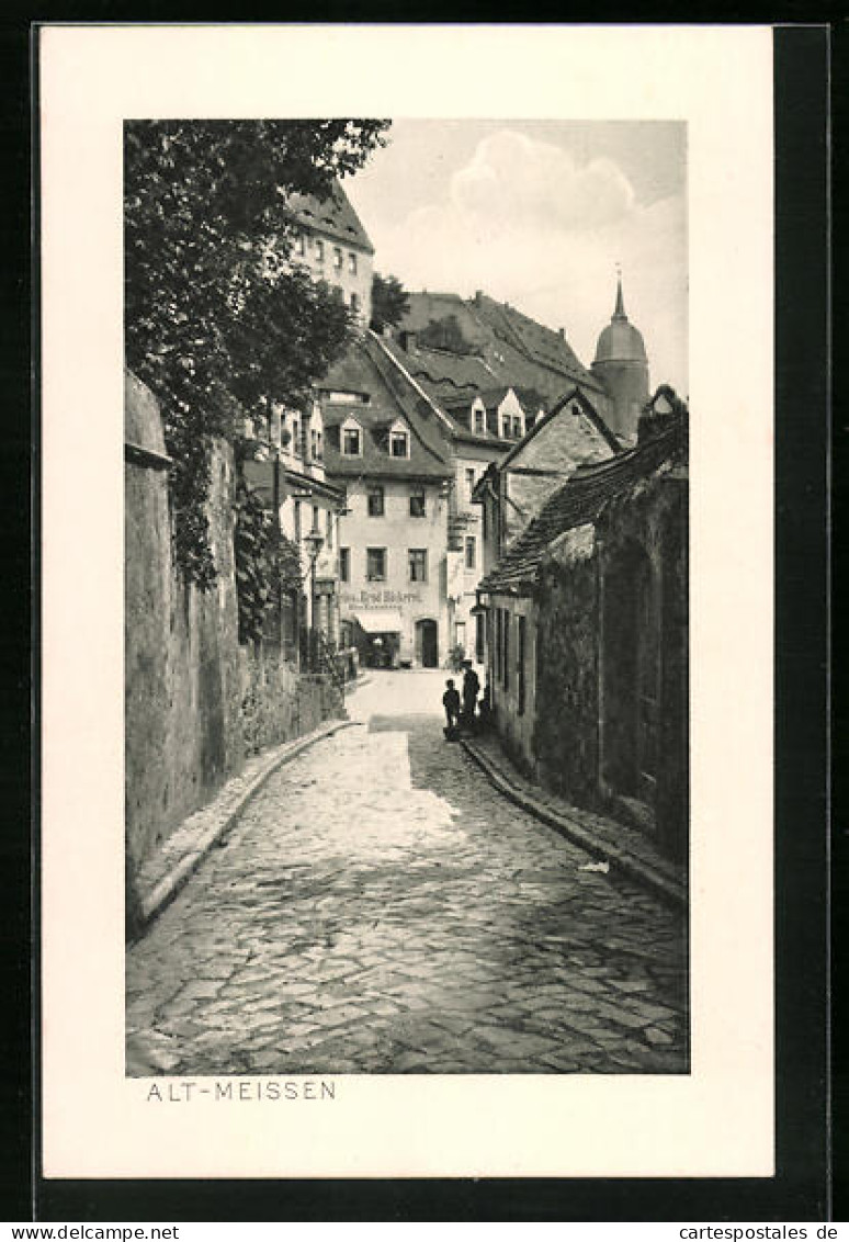 AK Alt-Meissen, Blick Von Der Leinewebergasse Zur Bäckerei Udo Rossberg  - Meissen