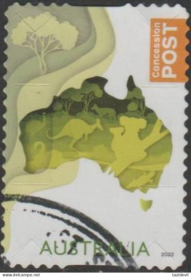 AUSTRALIA - DIE-CUT-USED 2023 Non Denomination Stamp - Map Of Australia - Gebruikt