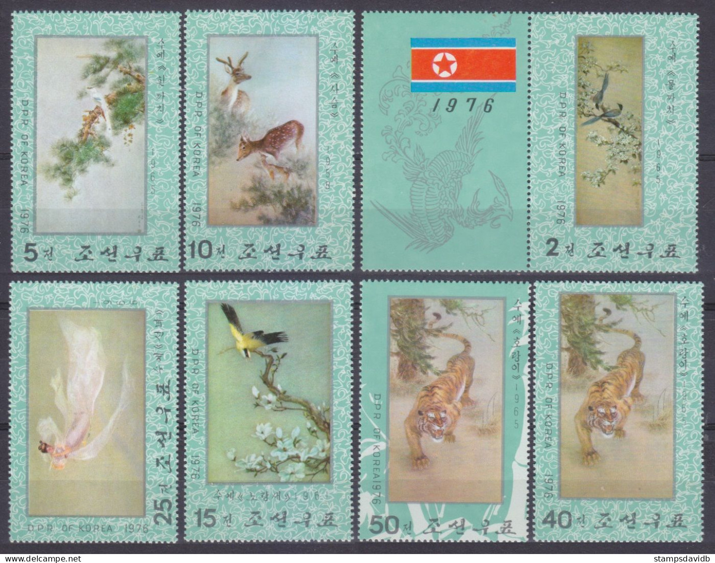 1976 Korea North 1544-1550 Fauna In Painting 19,00 € - Impressionismus
