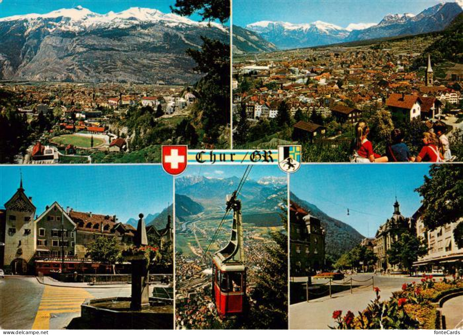 13956903 Chur_GR Fliegeraufnahmen Markt Seilbahn Ortspartie - Altri & Non Classificati