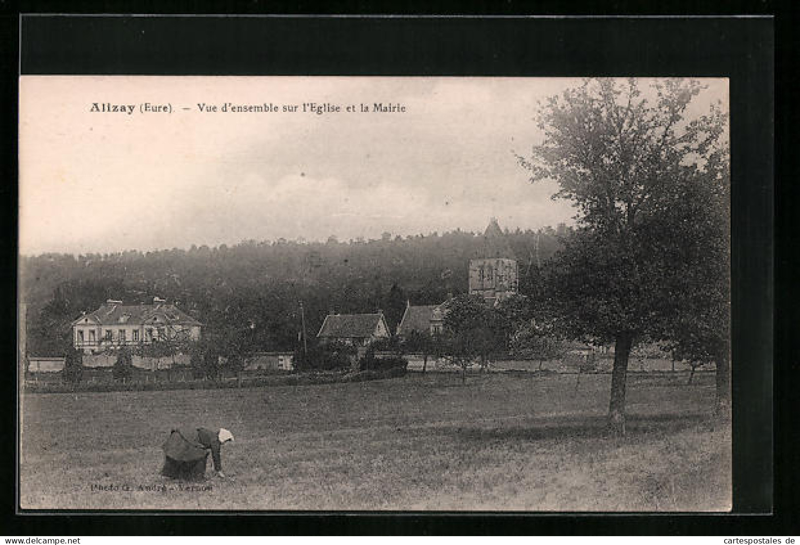 CPA Alizay, Vue D'ensemble Sur L'Eglise Et La Mairie  - Other & Unclassified