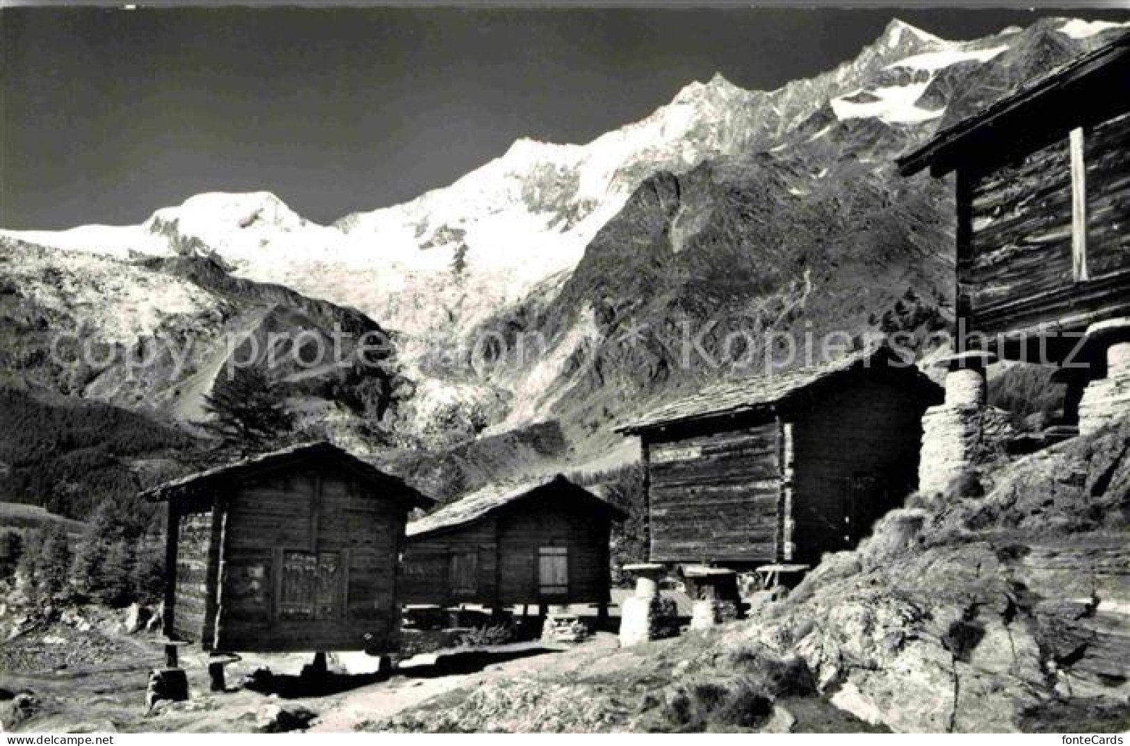 12672249 Saas-Fee Walliser Stadel Mit Alphubel Taeschhorn Dom Und Lenzspitze Wal - Sonstige & Ohne Zuordnung