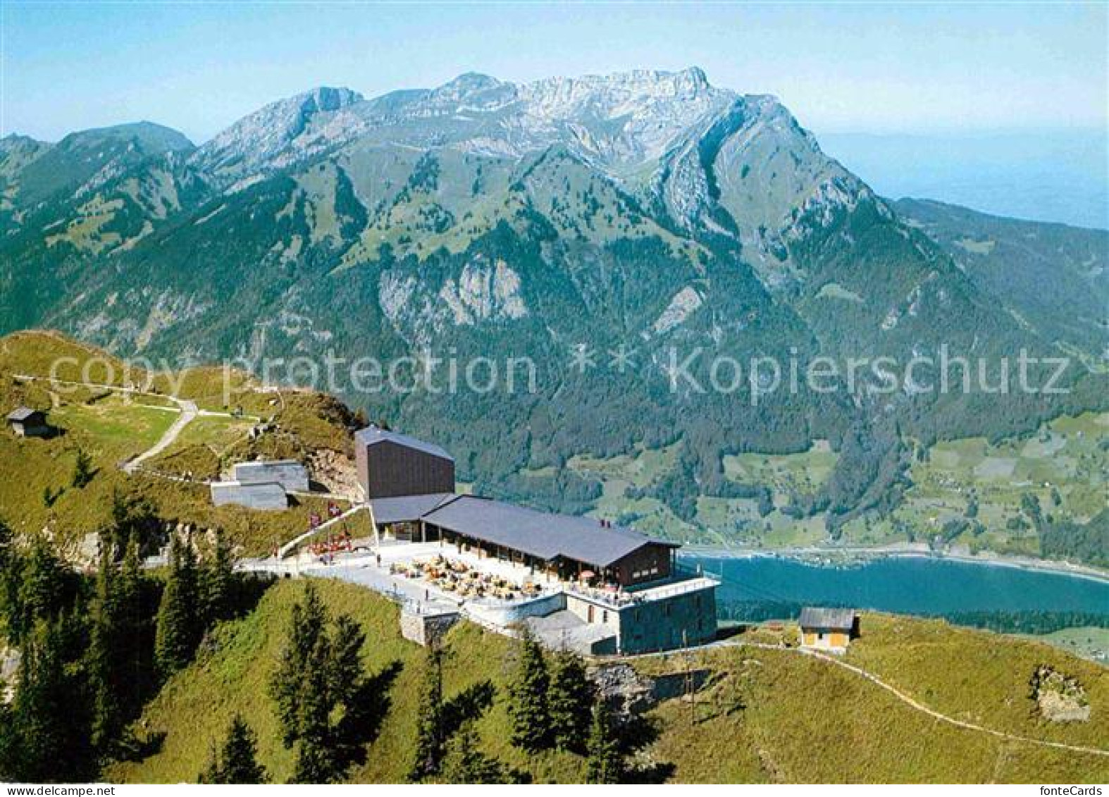 12668689 Stanserhorn Fliegeraufnahme Oldtimer Standseilbahn Bergrestaurant Pilat - Andere & Zonder Classificatie