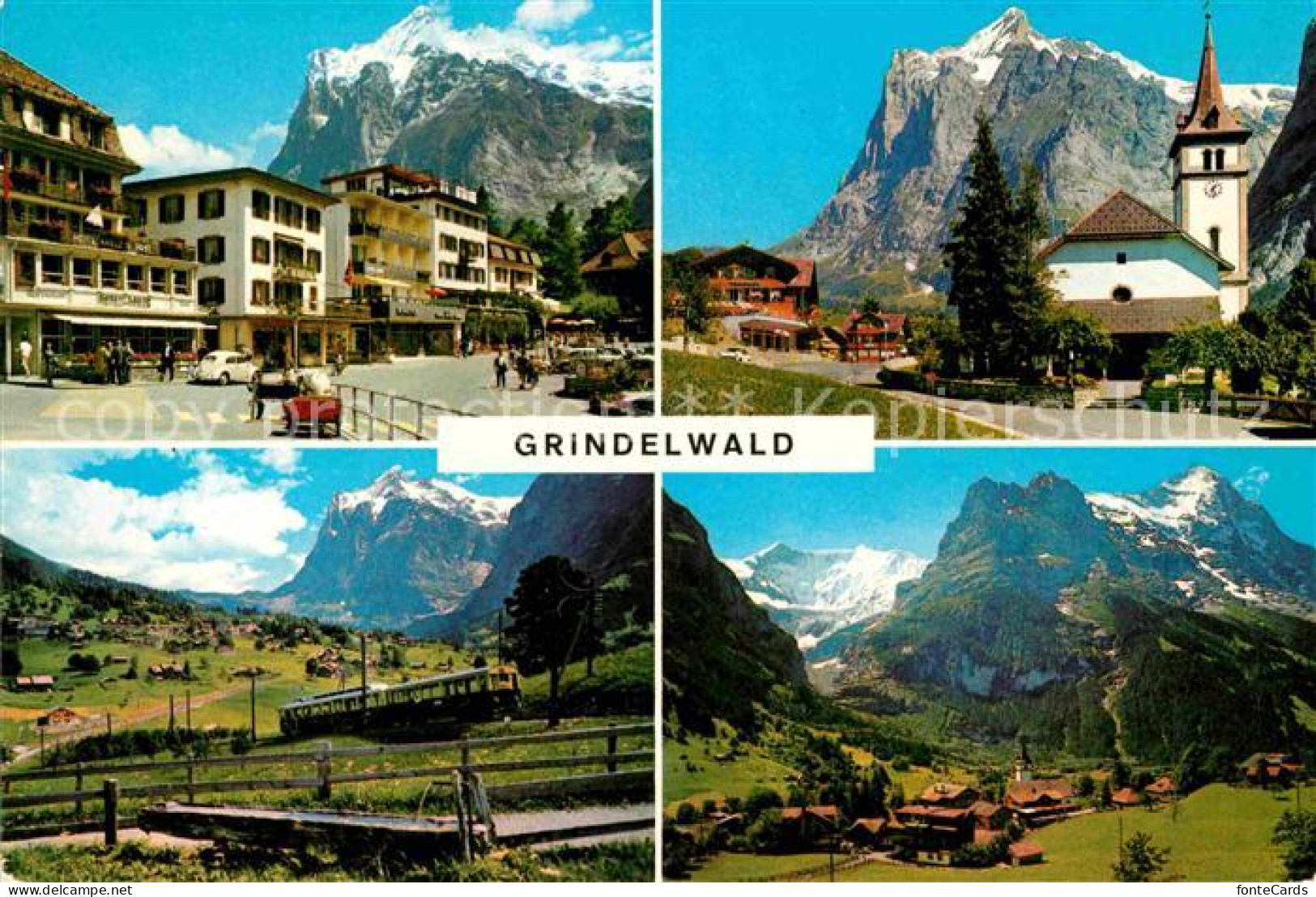 12647759 Grindelwald Ortsansicht Mit Kirche Bahn Alpenpanorama Grindelwald - Sonstige & Ohne Zuordnung