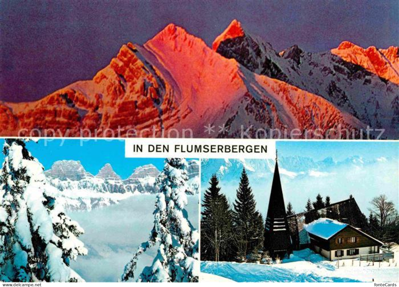 12647669 Flumserberge Alpengluehen Winterpanorama Flumserberge - Autres & Non Classés
