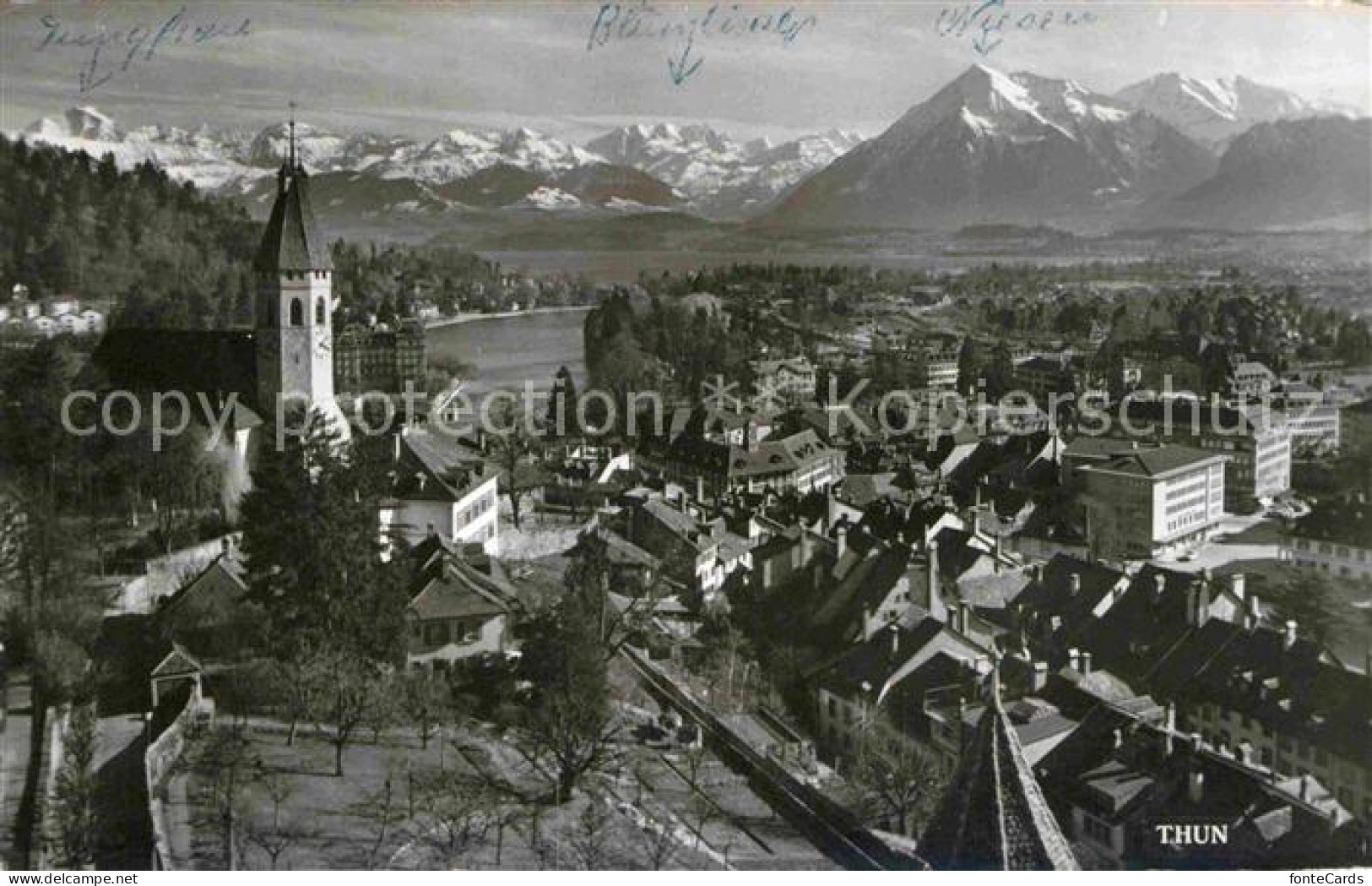 12632939 Thun BE Blick Ueber Die Stadt Zu Den Alpen Thun - Sonstige & Ohne Zuordnung