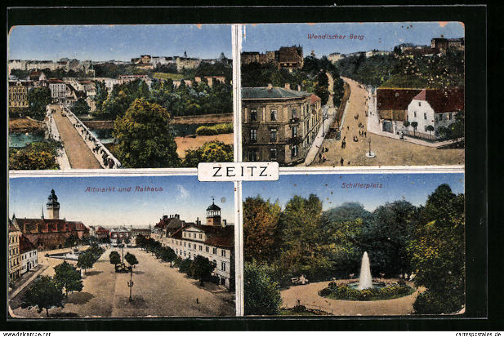 AK Zeitz, Altmarkt Und Rathaus, Wendischer Berg, Schillerplatz  - Zeitz