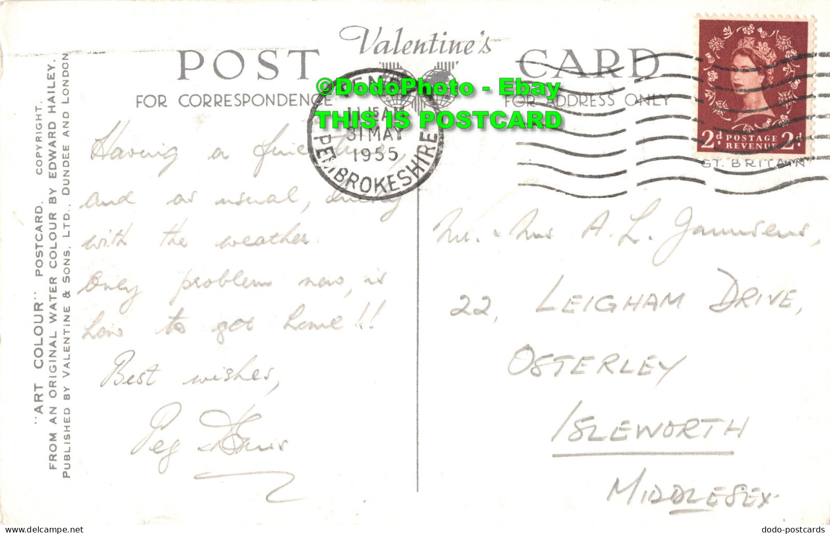 R415441 Tenby. North Shore. Valentine. Art Colour. Edward Hailey. 1955 - World