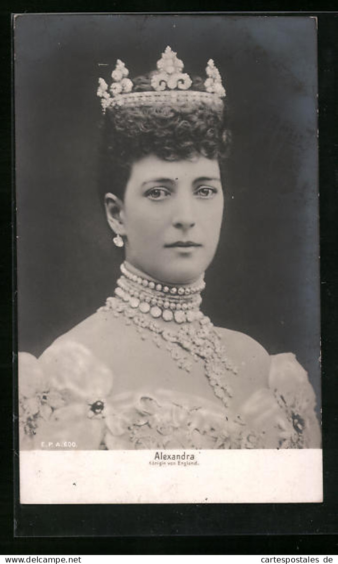Pc Portrait Der Königin Alexandra Von England Mit Krone  - Familias Reales
