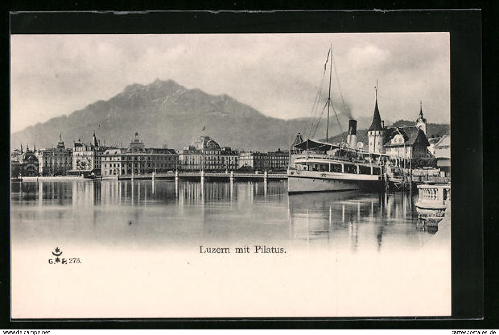 AK Luzern, Teilansicht Mit Bootsanleger Und Pilatus  - Luzern