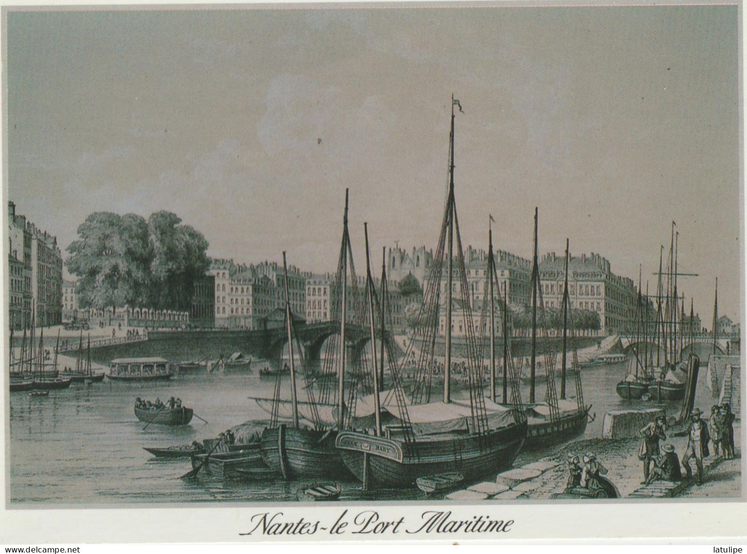 Nantes  44  Carte Non Circulée Fond Du Port Maritime-repro D'une Lithographie Ancienne-Photo Pierre Morisan Belle Carte - Nantes