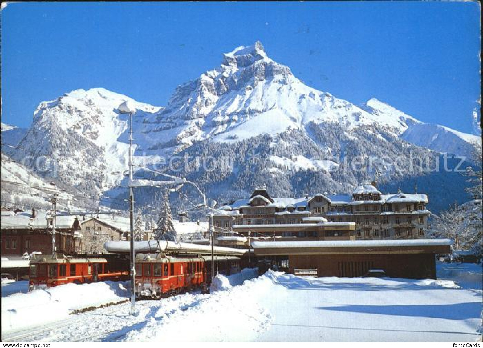 12583399 Engelberg OW Hotel Bellevue Terminus Hahnen Bahnhof Engelberg - Altri & Non Classificati