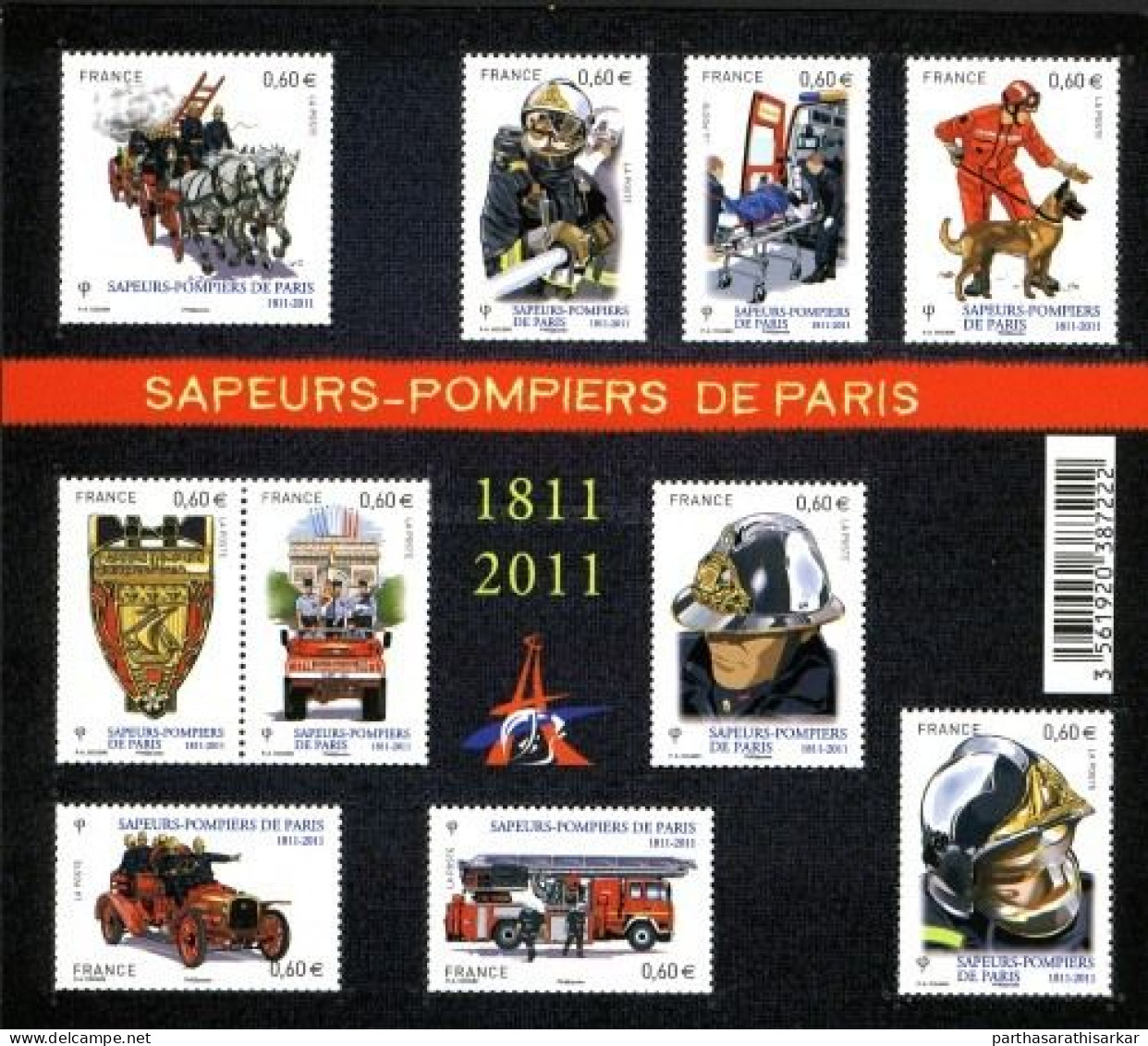FRANCE 2011 200TH ANNIVERSARY OF THE PARISIAN FIRE BRIGADE MINIATURE SHEET MS MNH EV 700/- - Unused Stamps