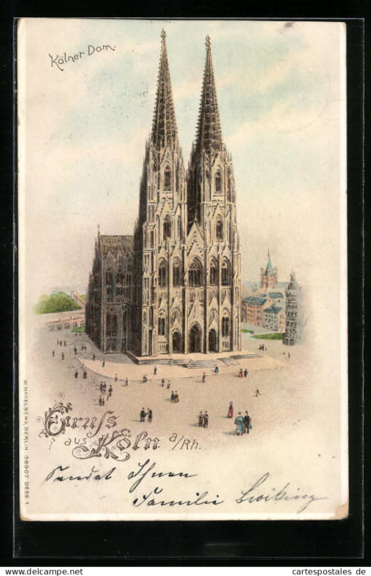 Lithographie Köln A. Rh., Totalansicht Vom Dom  - Other & Unclassified