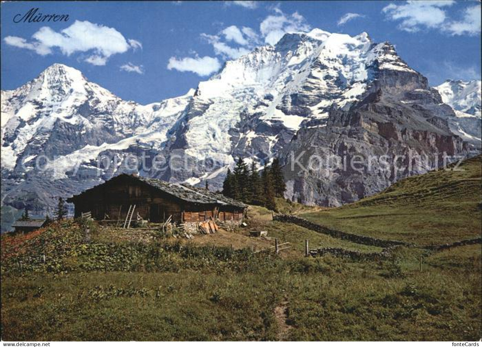 12547409 Muerren BE Berghuette Mit Moench Und Jungfrau Muerren - Sonstige & Ohne Zuordnung