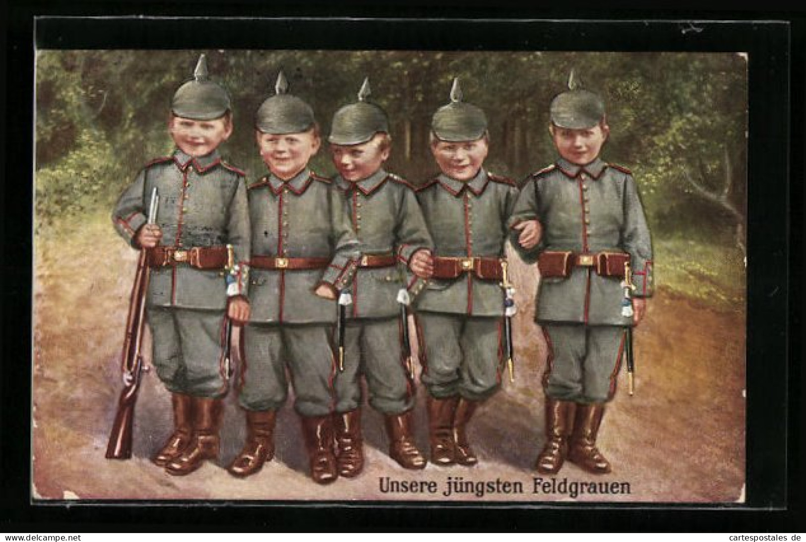 AK Unsere Jüngsten Feldgrauen, Kinder Kriegspropaganda  - Guerra 1914-18