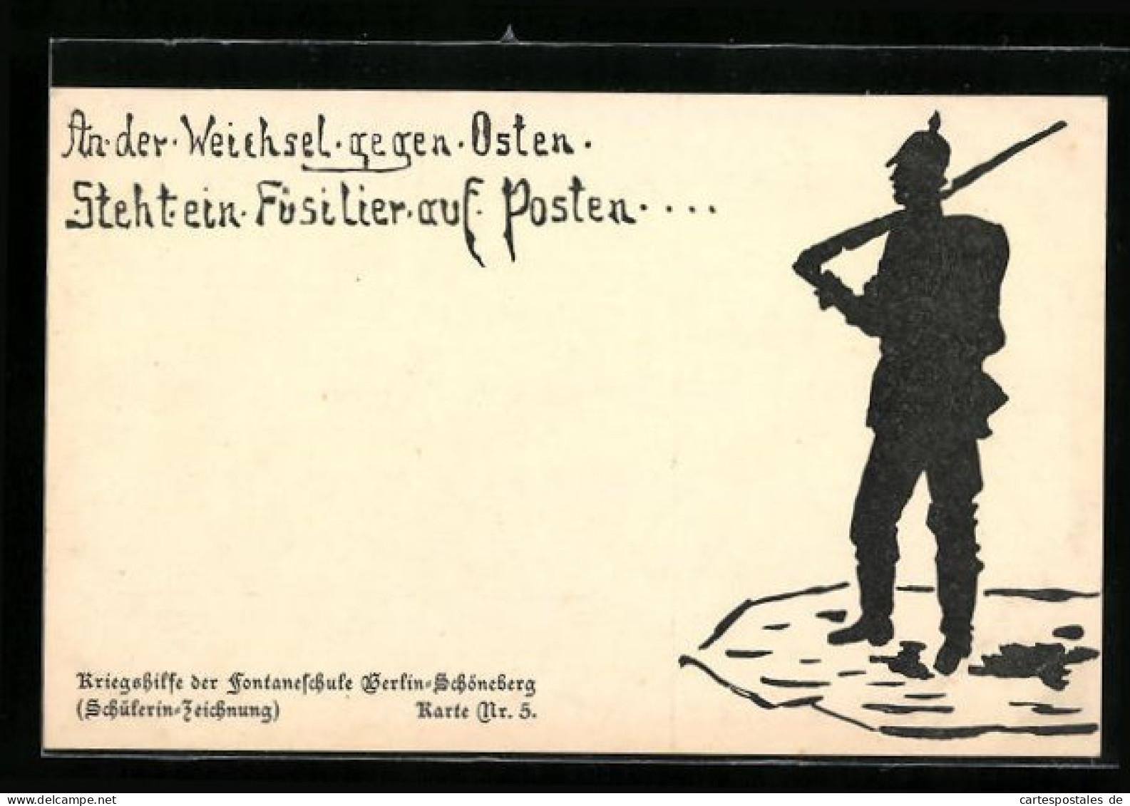 Künstler-AK An Der Weichsel Gegen Osten Steht Ein Füsilier Auf Posten  - War 1914-18