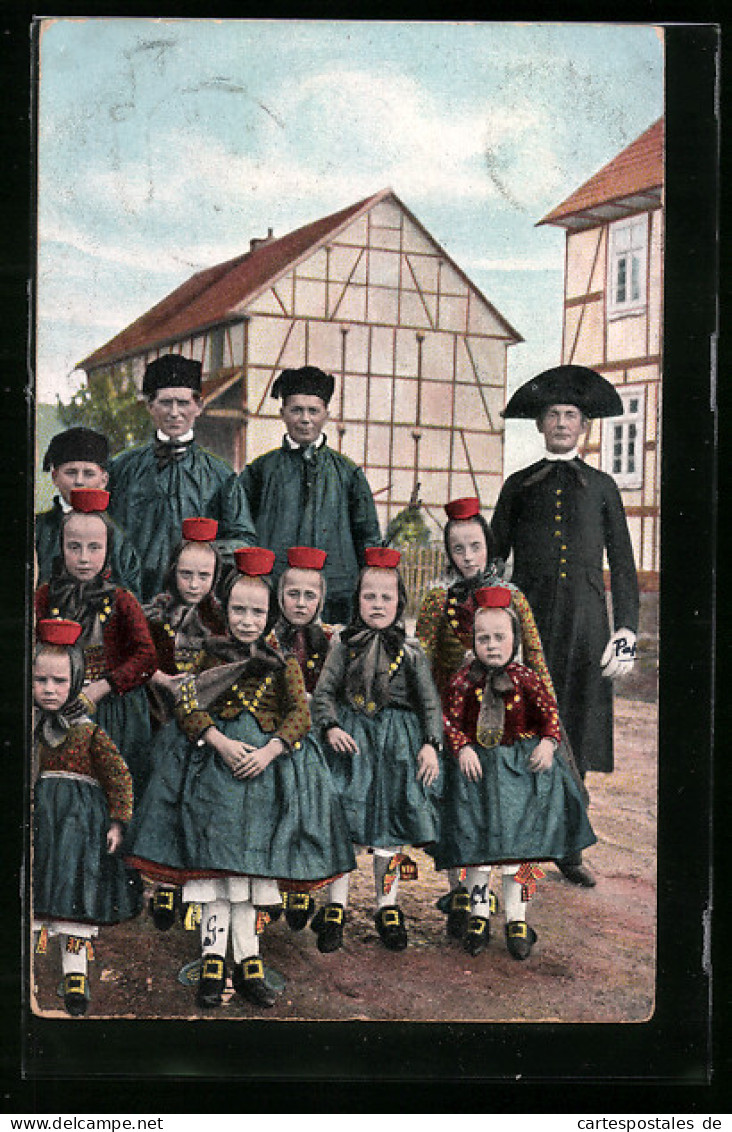 AK Hessische Kinder Und Männer In Trachten  - Costumes