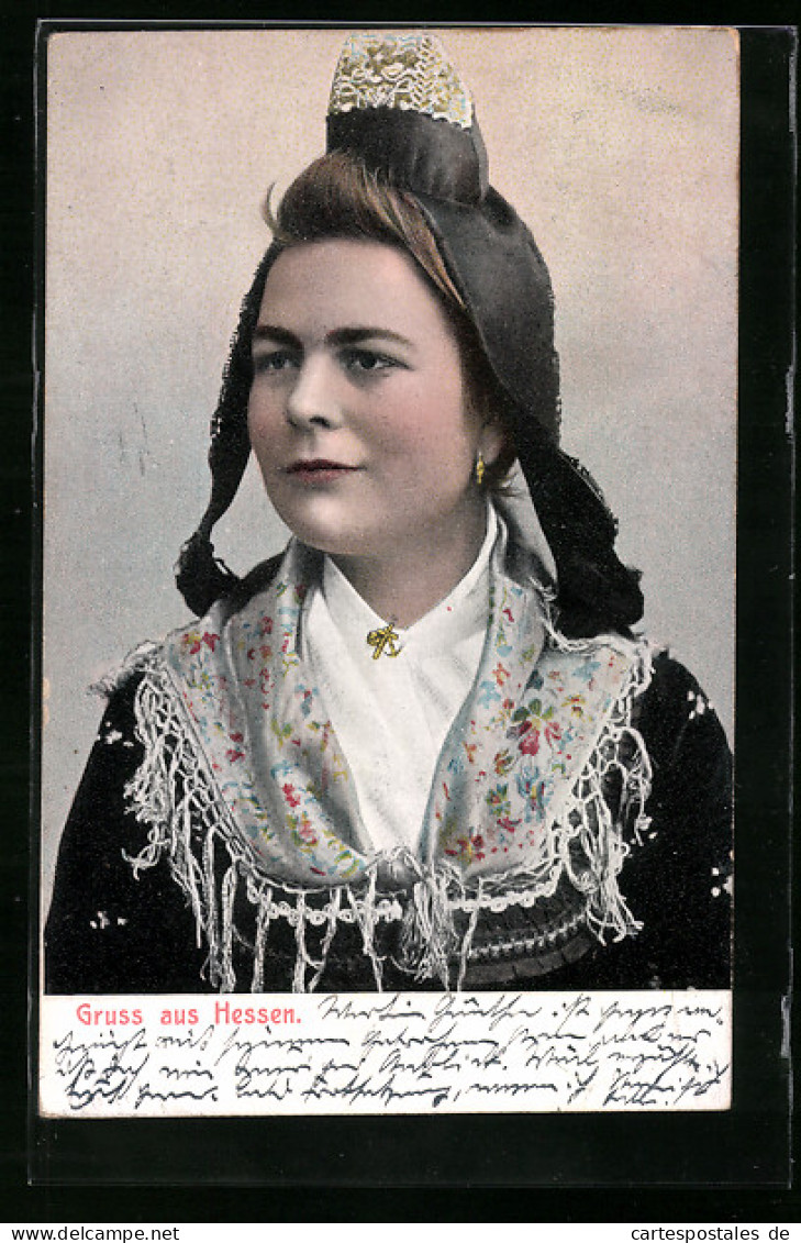 AK Junge Frau In Hessischer Tracht  - Costumes